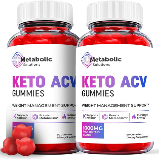 (2 Pack) Metabolic Solutions Keto ACV Gummies - Apple Cider Vinegar Supplement for Weight Loss - Energy & Focus Boosting Dietary Supplements for Weight Management & Metabolism - Fat Burn - 120 Gummies - Nutricity.com.au