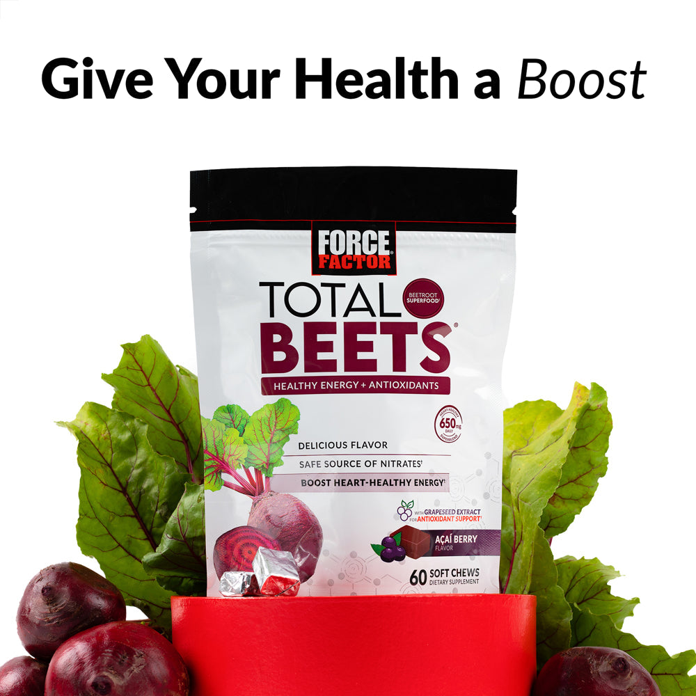 Force Factor Total Beets Soft Chews with Beetroot Supplement, 60 Chews