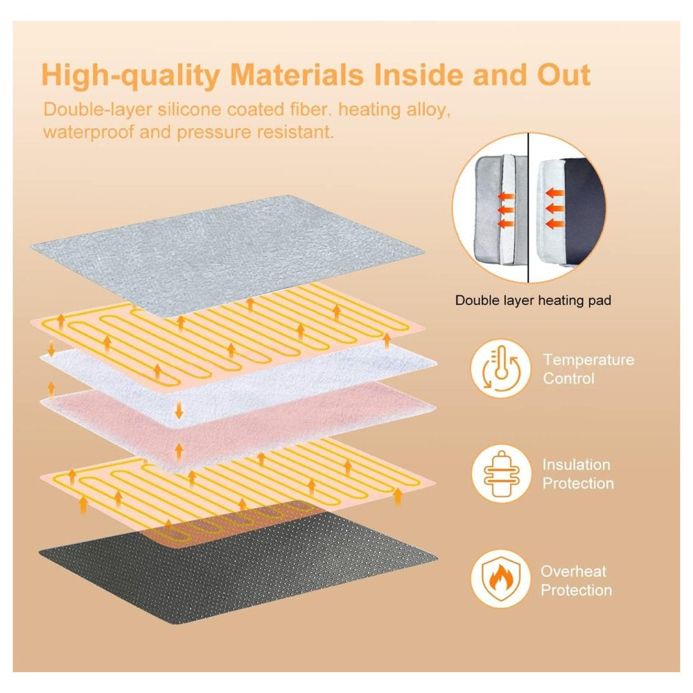 Double Sided Foot Warmer,Electric Feet Heating Pads for Women and Man with Non-Slip & Machine Washable,Electric Heated Foot Warmers with 8 Hrs Timer for Bed,Under Desk,Office,Home & Neuropathy,Grey