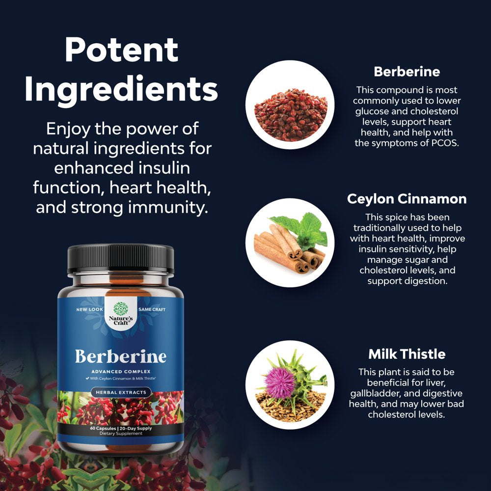 Balancing Berberine plus 1200Mg per Serving Complex - Antioxidant Berberine with Ceylon Cinnamon Capsules plus Silymarin Milk Thistle Extract - Active PK for Heart Health and Sugar Support 60 Capsules