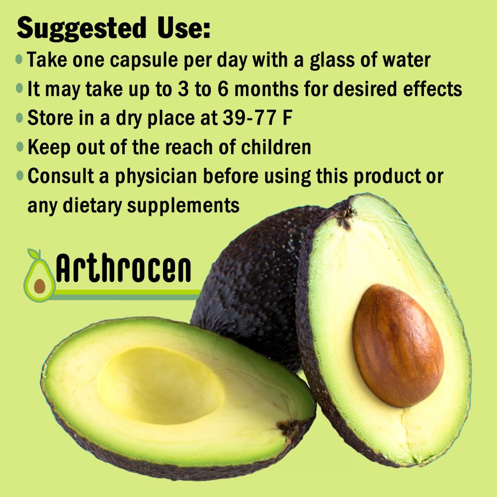 Arthrocen Joint Health Supplement, 300Mg Avocado Soy Unsaponifiables, 60 Capsules, One Capsule per Day, Bone Strength Supplements