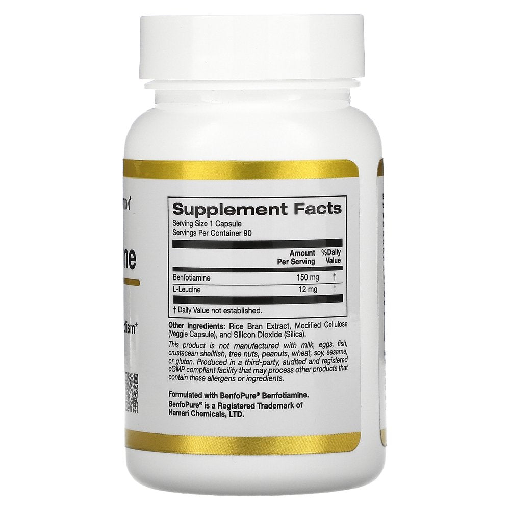 California Gold Nutrition Benfotiamine, 150 Mg, 90 Veggie Capsules