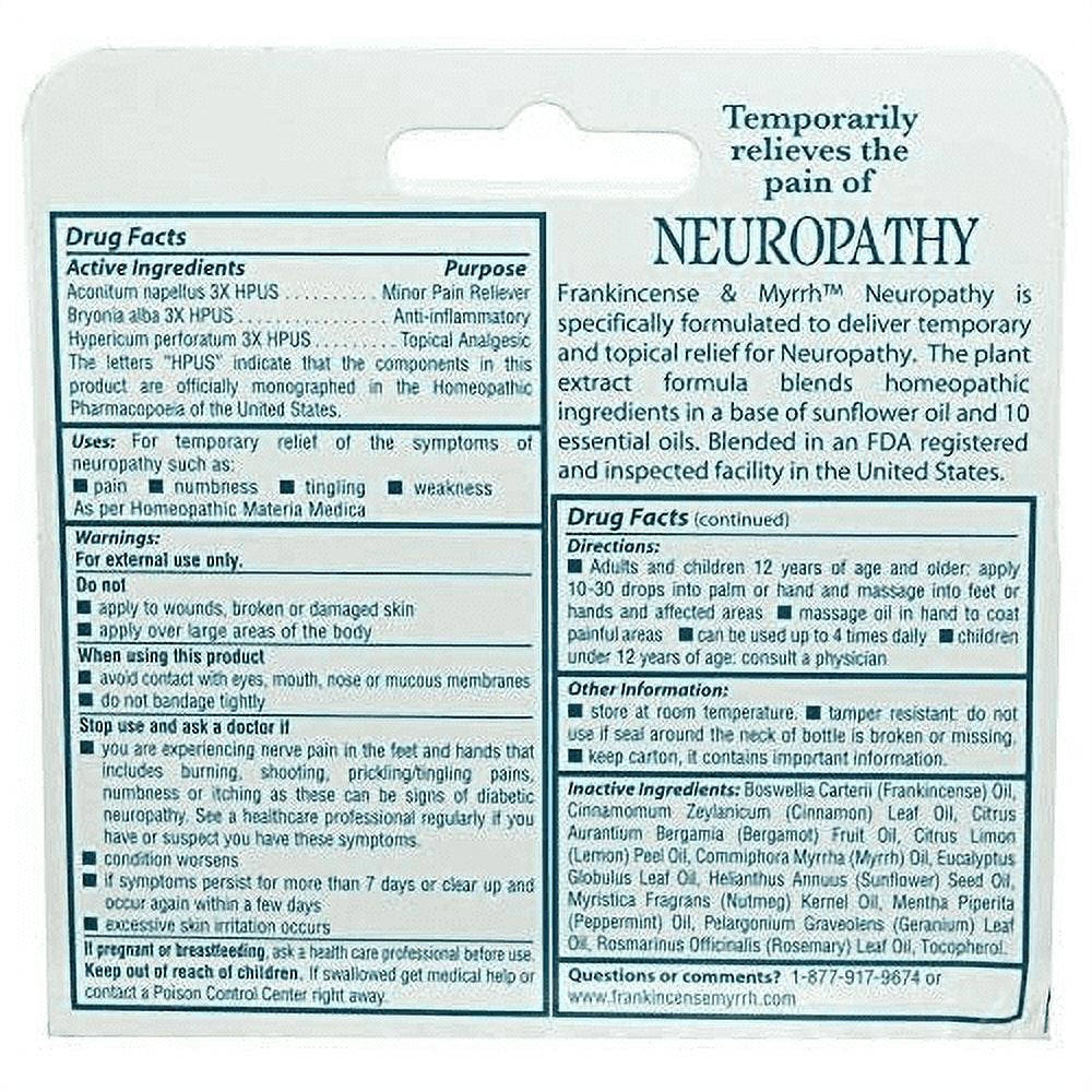 2 Pack Frankincense & Myrrh Neuropathy Rubbing Oil Frankincense Scent with Pain Relief 2 Oz