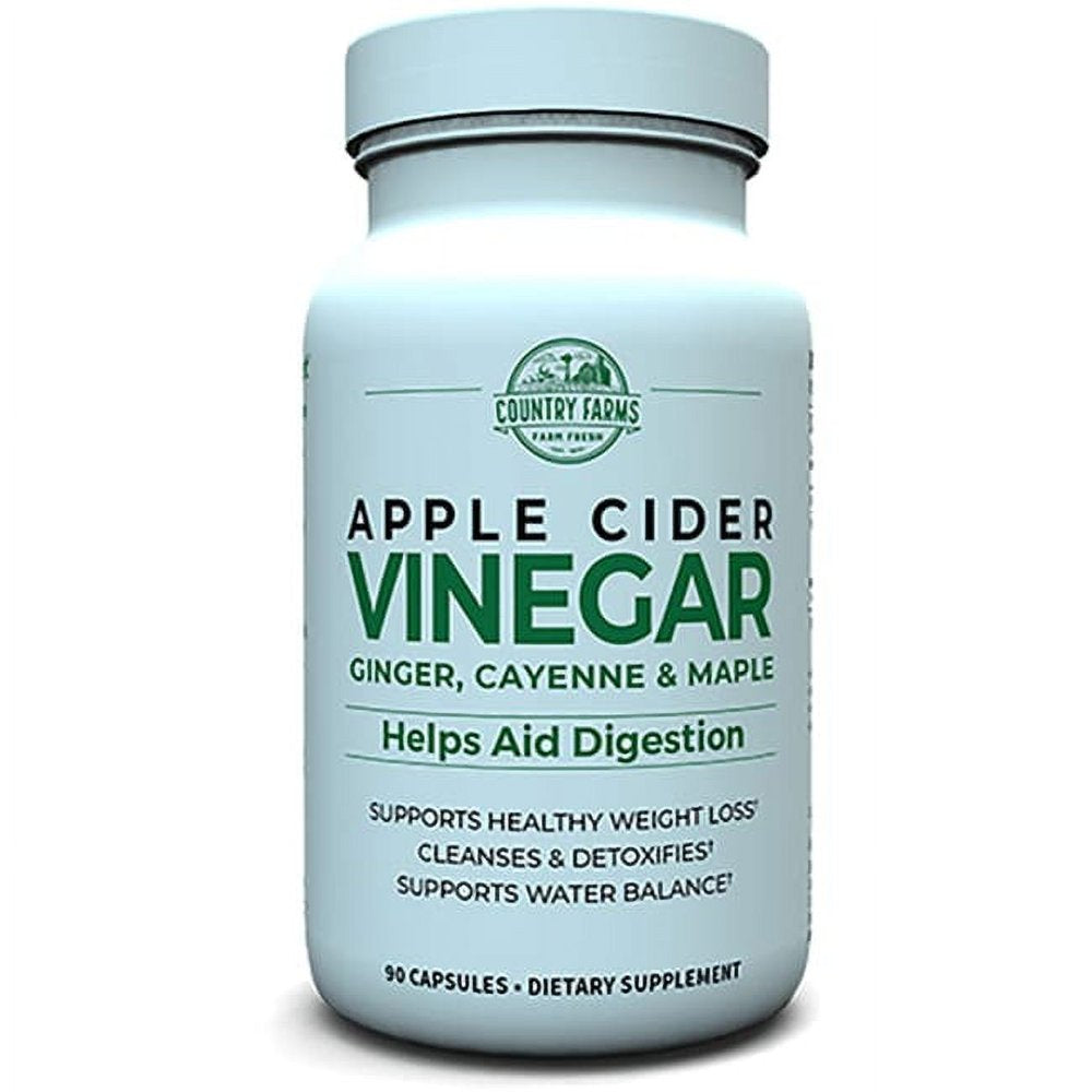 Country Farms Apple Cider Vinegar Capsules, 500 Mg, 90 Servings (Packaging May Vary)