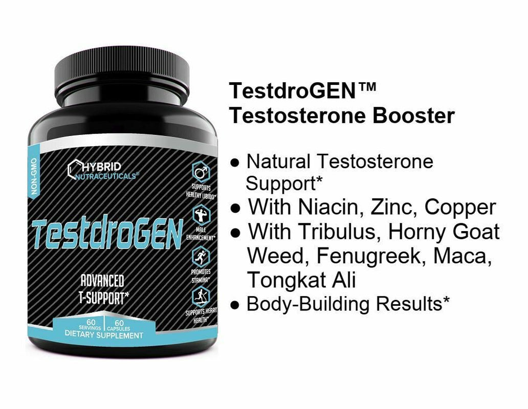 Hybrid Nutraceuticals Best Test Booster Testosterone Supplement for Men - 60 Capsules