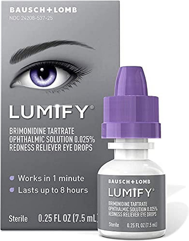 LUMIFY Redness Reliever Eye Drops, Fast Acting Brimonidine for Whiter, Brighter Looking Eyes, 0.25 Fl Oz (7.5 Ml)