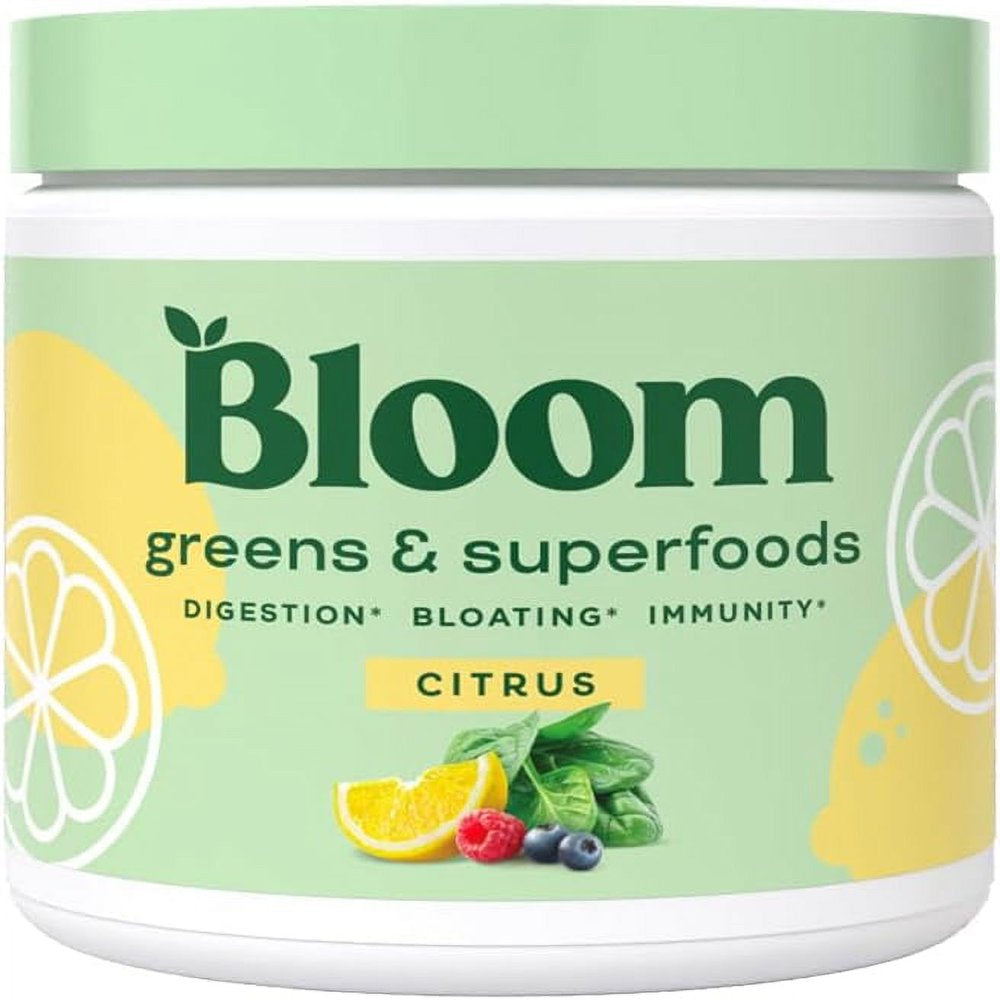 Bloom Nutrition Super Greens Powder Smoothie & Juice Mix - Probiotics for Digestive Health & Bloating Relief for Women, Digestive Enzymes with Superfoods Spirulina & Chlorella for Gut Health (Citrus)