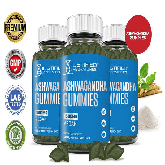(3 Pack) Justified Laboratories Ashwagandha Gummies 1500MG Energy 180 Gummys - Nutricity.com.au