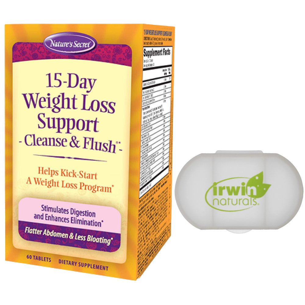 Nature'S Secret 15-Day Weight Loss Support, Cleanse & Flush, 60 Tablets with a Pill Case