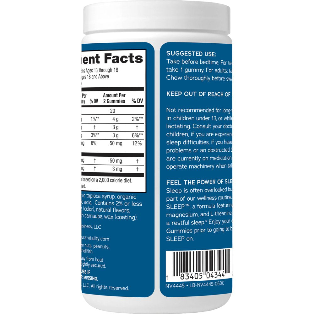 Natural Vitality SLEEP Magnesium Supplement Gummies, 60 Count