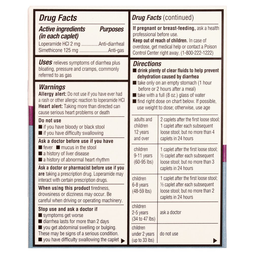 Equate Anti-Diarrheal and Anti-Gas Multi-Symptom Relief Caplets, 24 Count