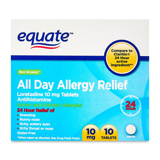 Equate Allergy Relief Loratadine Tablets 10 Mg, Antihistamine, 10 Count