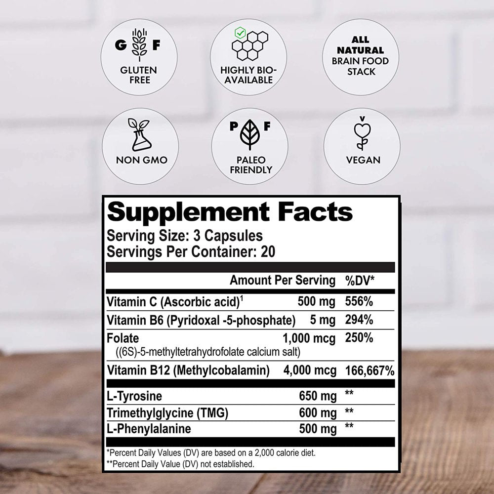 Dopamine Brain Food Neurotransmitter Supplement for Mental Alertness by Natural Stacks