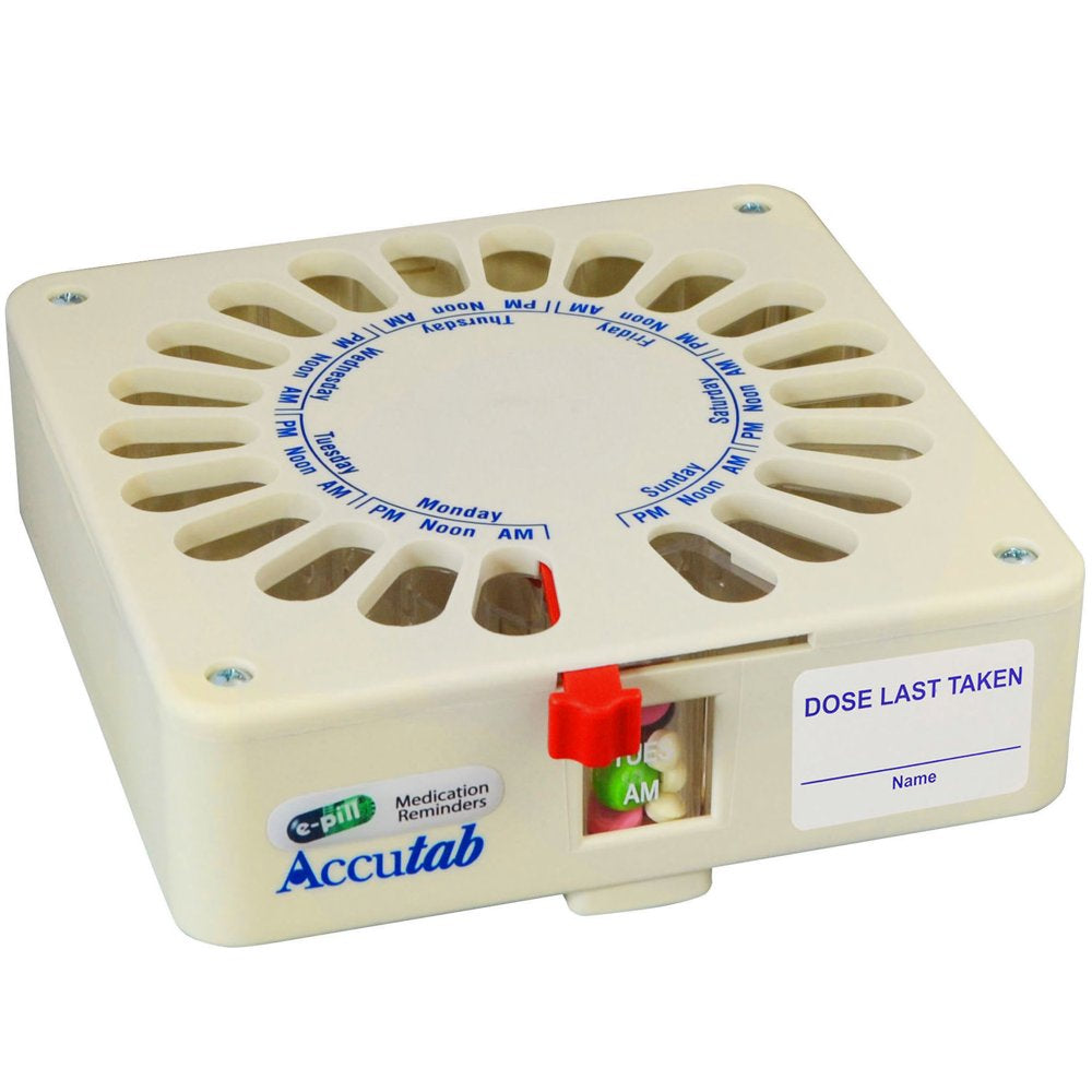 E-Pill Accutab - Manual Pill Dispenser - 7 Day X 3 Compartments per Day – Large Capacity. Bonus Filling Tray