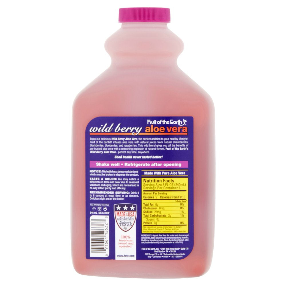 Fruit of the Earth Aloe Vera Drink, Wild Berry, 32 Fl Oz, 1 Count