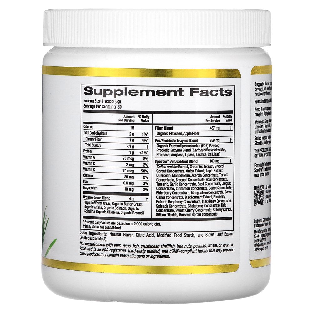 California Gold Nutrition SUPERFOOD, Supergreens Antioxidant, Sweet Berry, 6.34 Oz (180 G)