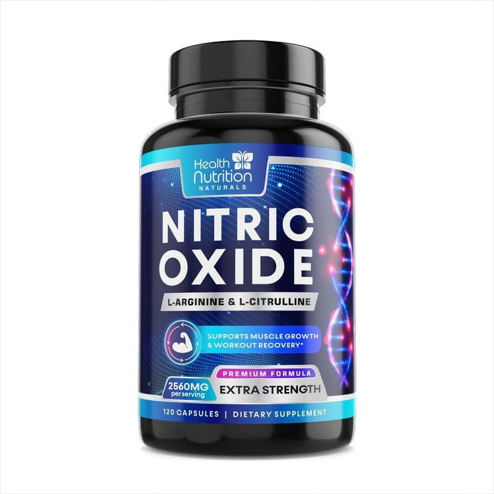 Extra Strength Nitric Oxide Supplement L Arginine 3X Strength - Citrulline Malate, AAKG, Beta Alanine - Premium Muscle Supporting Nitric Booster for Energy & Strength to Train Harder - 120 Capsules