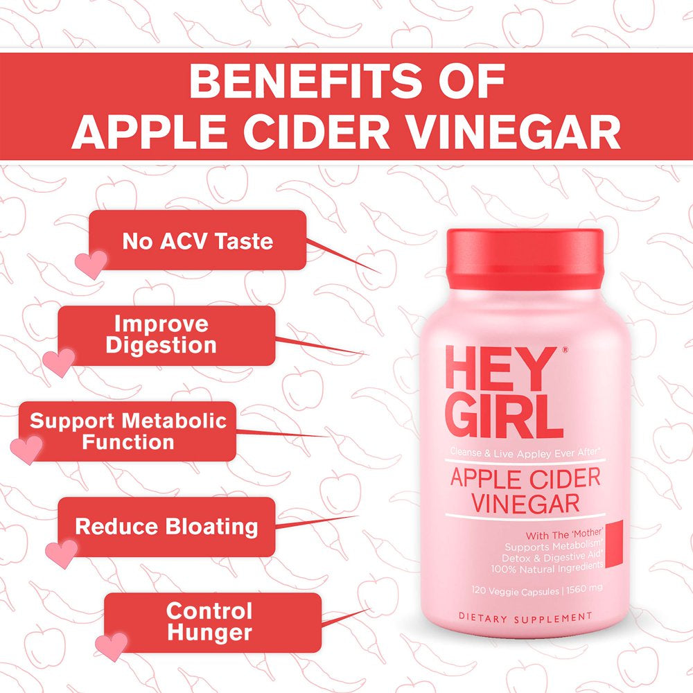 Apple Cider Vinegar Capsules with the Mother - 1560Mg Apple Cider Vinegar Pills with Cayenne Pepper - 120 ACV Supplement Capsules