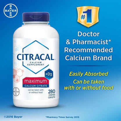 Citracal Maximum Calcium Citrate Caplets + D3 280 Caplets Max 630 Mg