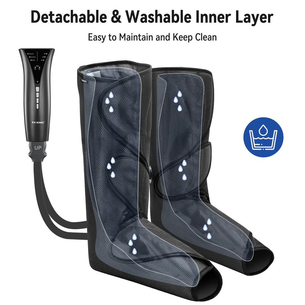 FIT KING Foot and Calf Massager with Heat, Leg and Foot Massager for Circulation and Pain Relief, with Handheld Controller 3 Modes 3 Intensities 2 Heating Levels, 2 Extensions FSA/HSA Eligible