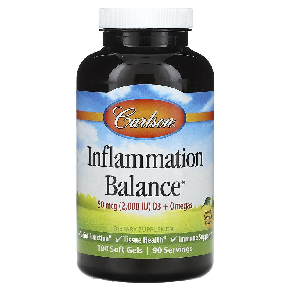 Carlson Inflammation Balance, Natural Lemon, 180 Soft Gels