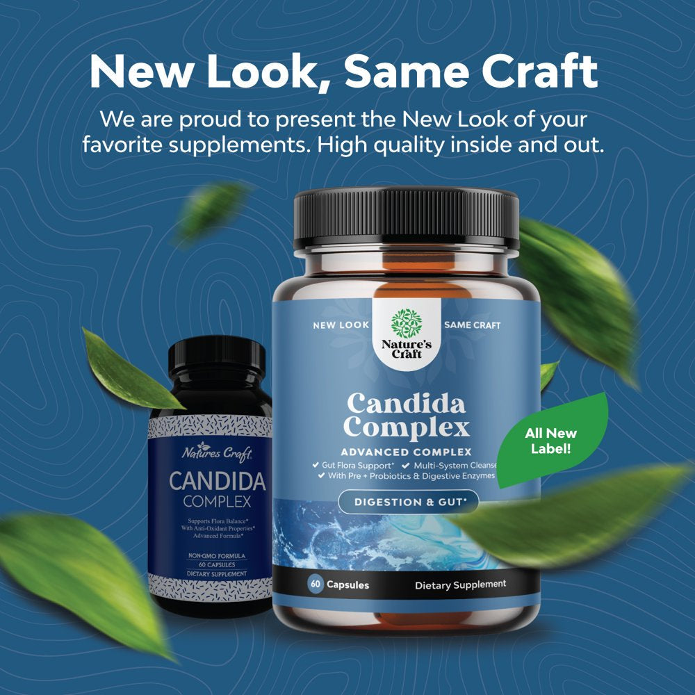 Candida Complex with Digestive Enzymes - Nature'S Craft Candida Support Complex 60Ct Capsules - Digestive Enzyme Formula with Probiotics & Oregano Leaf Extract