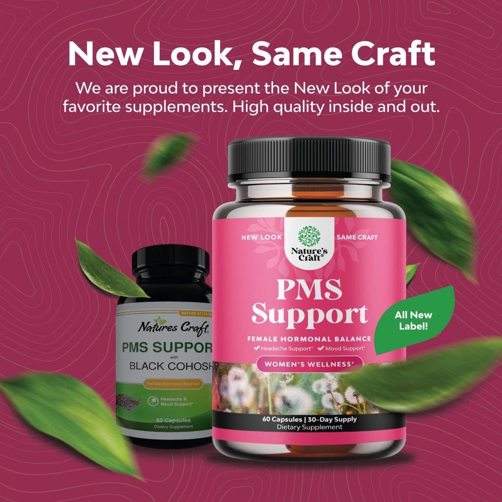 Advanced PMS Support Supplement for Women - Multibenefit PMS Relief Complex for Low Energy Mood Support Period Cramps and Bloating Relief for Women - Menstrual Hormonal Balance for Women (60 Capsules)