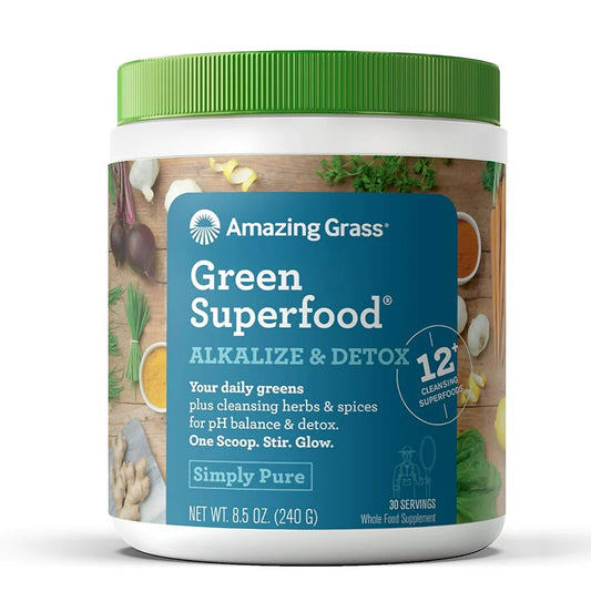 Amazing Grass Alkalize & Detox Green Superfood Powder, Simply Pure, 8.5 Oz