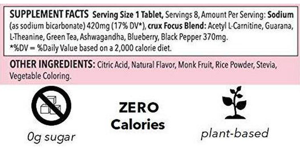 crux FOCUS - Effervescent Drink Tablets for Memory and Brain Focus Including Acetyl L-Carnitine, L-Theanine, and Ashwagandha for a Daily Memory Booster (1 Tube - 8 Servings Per Tube)