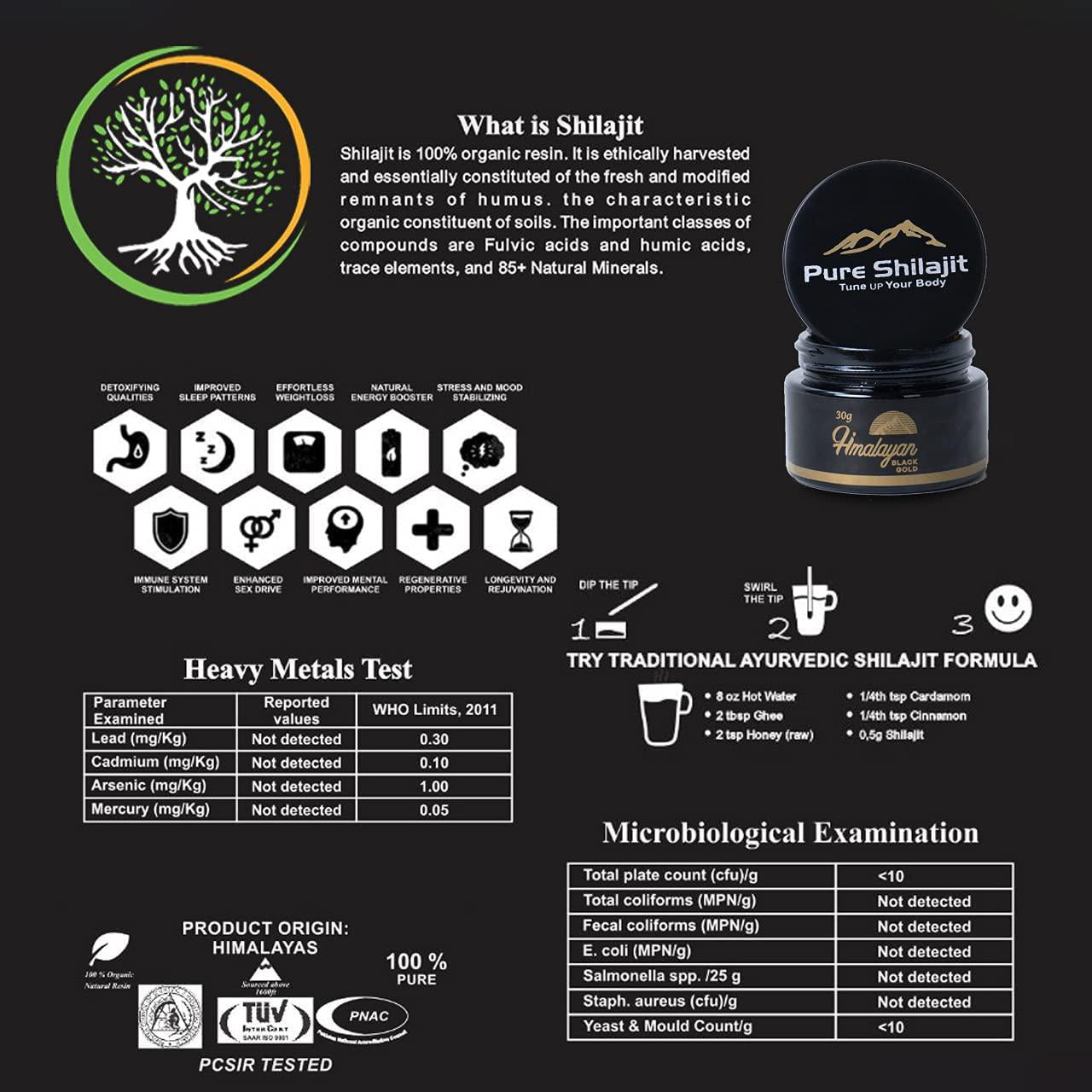 cure with pure Shilajit, Soft and Potent 1 oz/30 Gram Shilajat Resin with Anti-Aging, High Nutritional Potency, Source of Fulvic Acid, Pure Black Resin/Gold (Pack of 1)