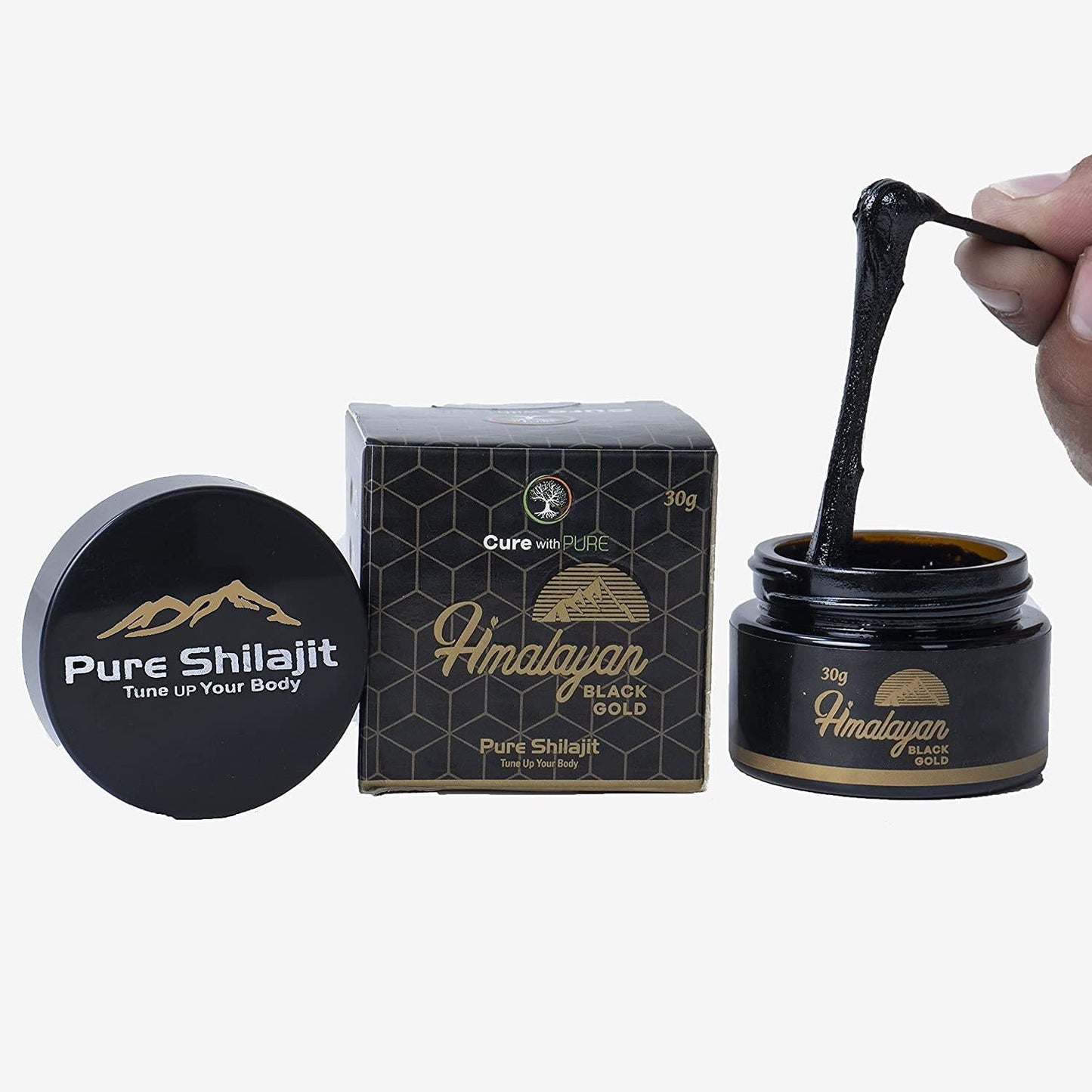 cure with pure Shilajit, Soft and Potent 1 oz/30 Gram Shilajat Resin with Anti-Aging, High Nutritional Potency, Source of Fulvic Acid, Pure Black Resin/Gold (Pack of 1)