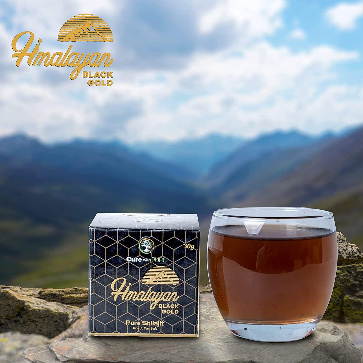 cure with pure Shilajit, Soft and Potent 1 oz/30 Gram Shilajat Resin with Anti-Aging, High Nutritional Potency, Source of Fulvic Acid, Pure Black Resin/Gold (Pack of 1)