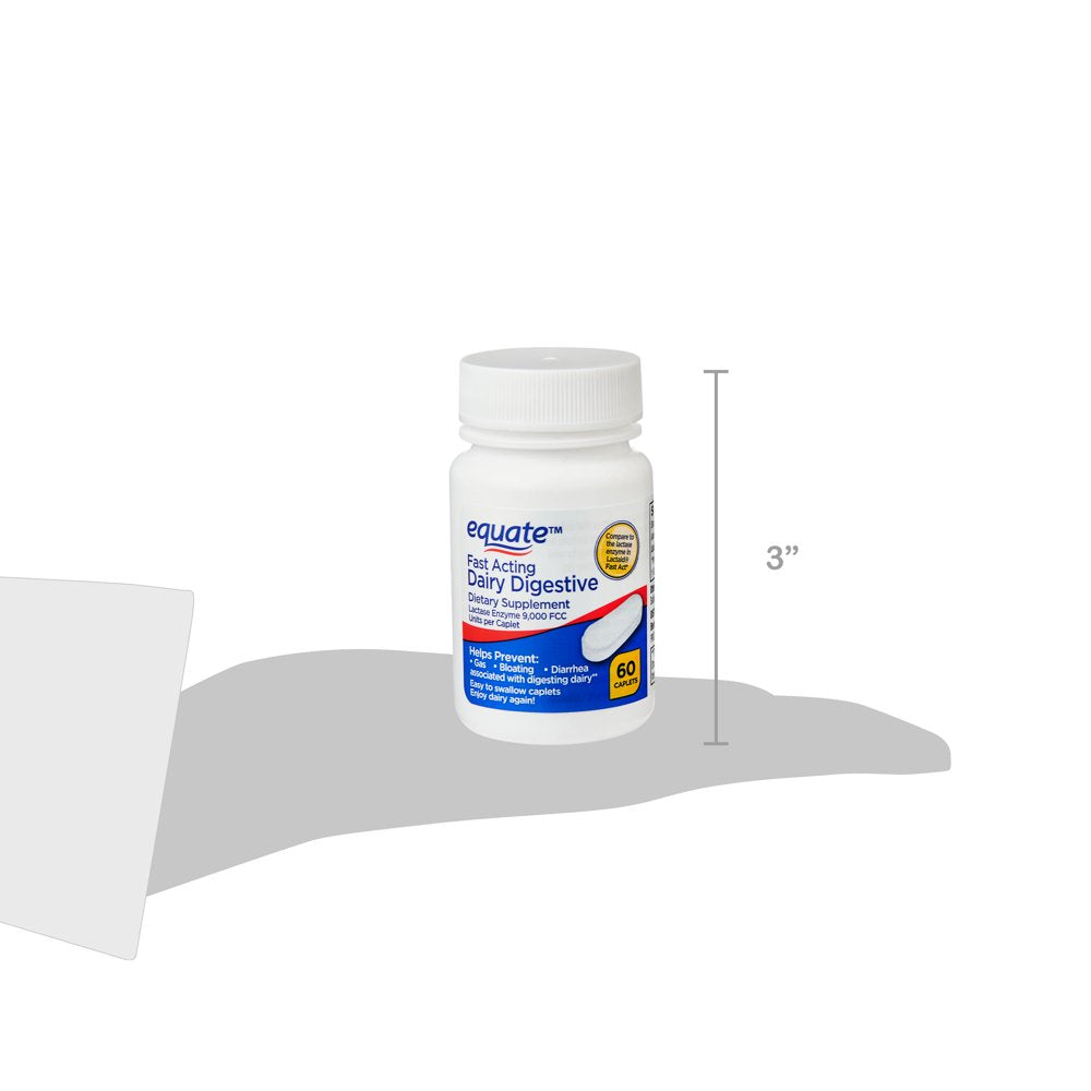 Equate Fast Acting Dairy Digestive Dietary Supplements, 60 Count