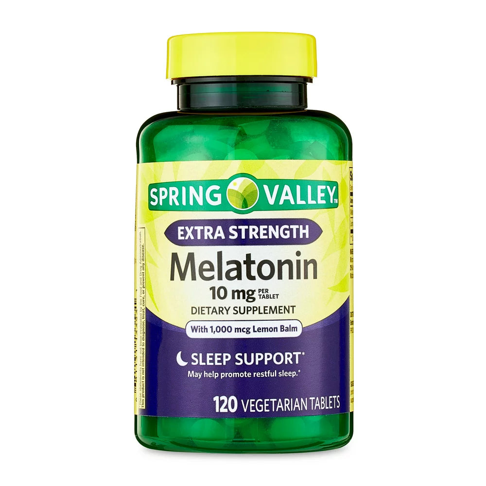 Spring Valley Extra Strength Melatonin Tablets Dietary Supplement, 10 Mg, 120 Count