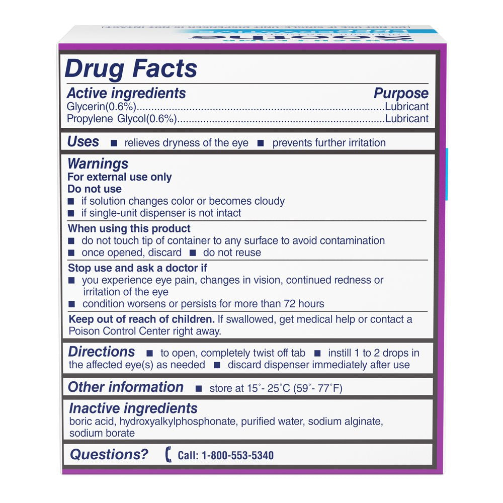 Soothe® Preservative Free Eye Drops for Dry Eyes, Lubricating Eye Drops, 0.02 FL OZ EA (30-Count)