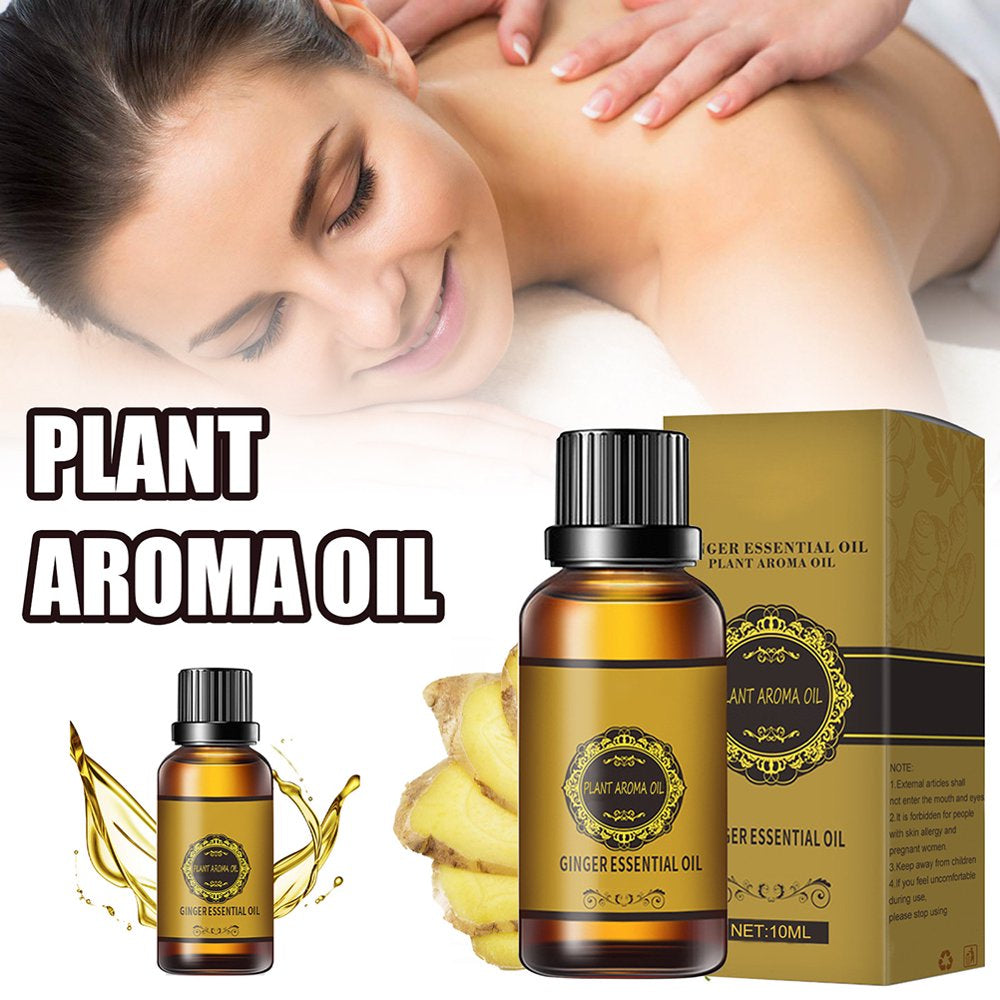 Ginger Essential Oil,Belly Drainage Ginger Oil, Lymphatic Drainage Ginger Oil, Slimming Tummy Ginger Oil, Relieves Muscle Swelling and Pain(10Ml/Bottle, 6 Bottle)