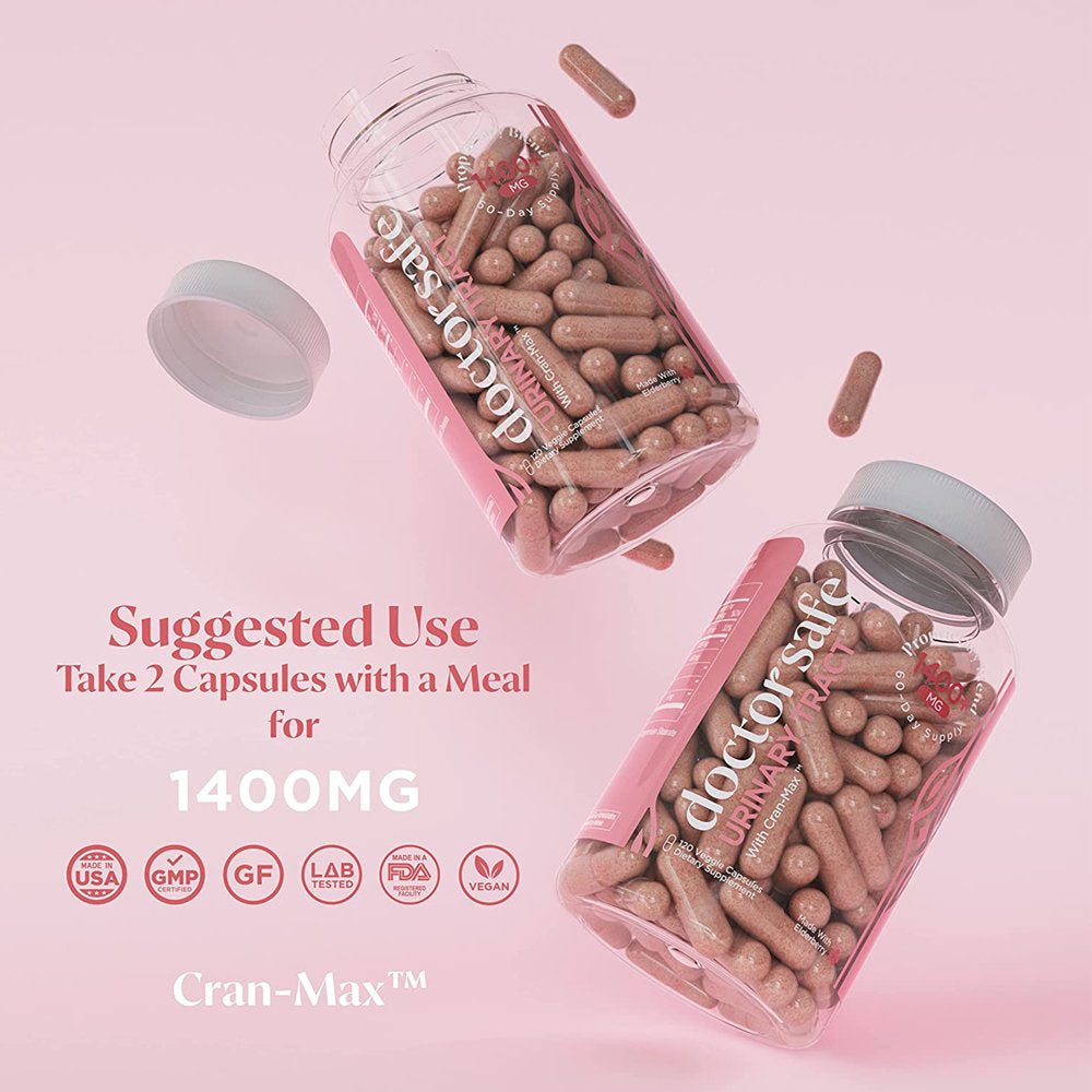 Doctor Safe D Mannose Supplement with Cranberry Extract for Urinary Health Support, 120 Capsules