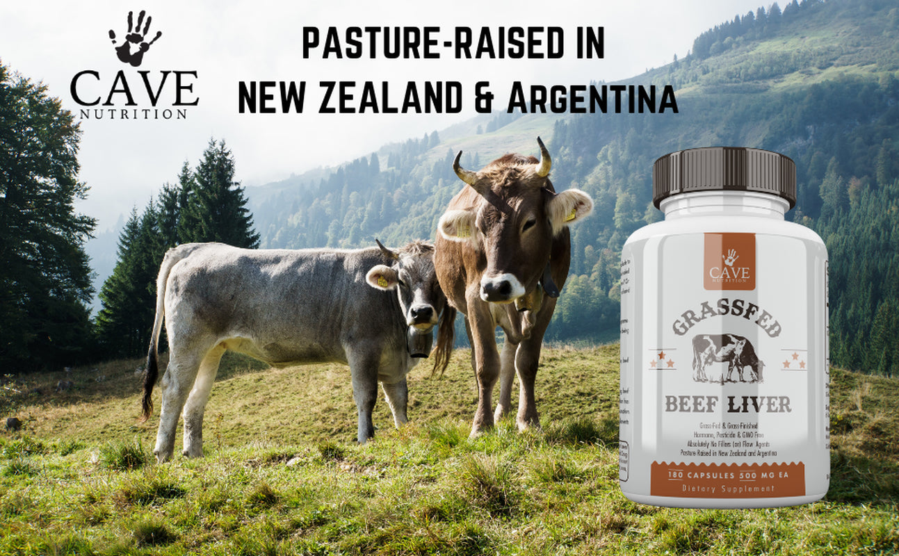Grass Fed Desiccated Beef Liver Capsules (180 Pills, 600Mg Each) - Natural Iron, Vitamin A, B12 for Energy - Humanely Pasture Raised Undefatted in New Zealand and Argentina without Hormones