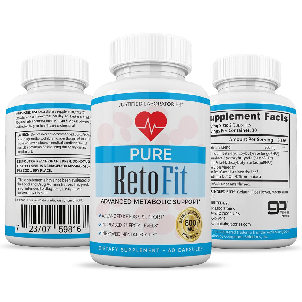 (2 Pack) Pure Keto Fit Pills Ketogenic Supplement Includes Gobhb Apple Cider Vinegar Macadamia Nut Oil and Green Tea Advanced Ketosis Support for Men Women 120 Capsules - Nutricity.com.au