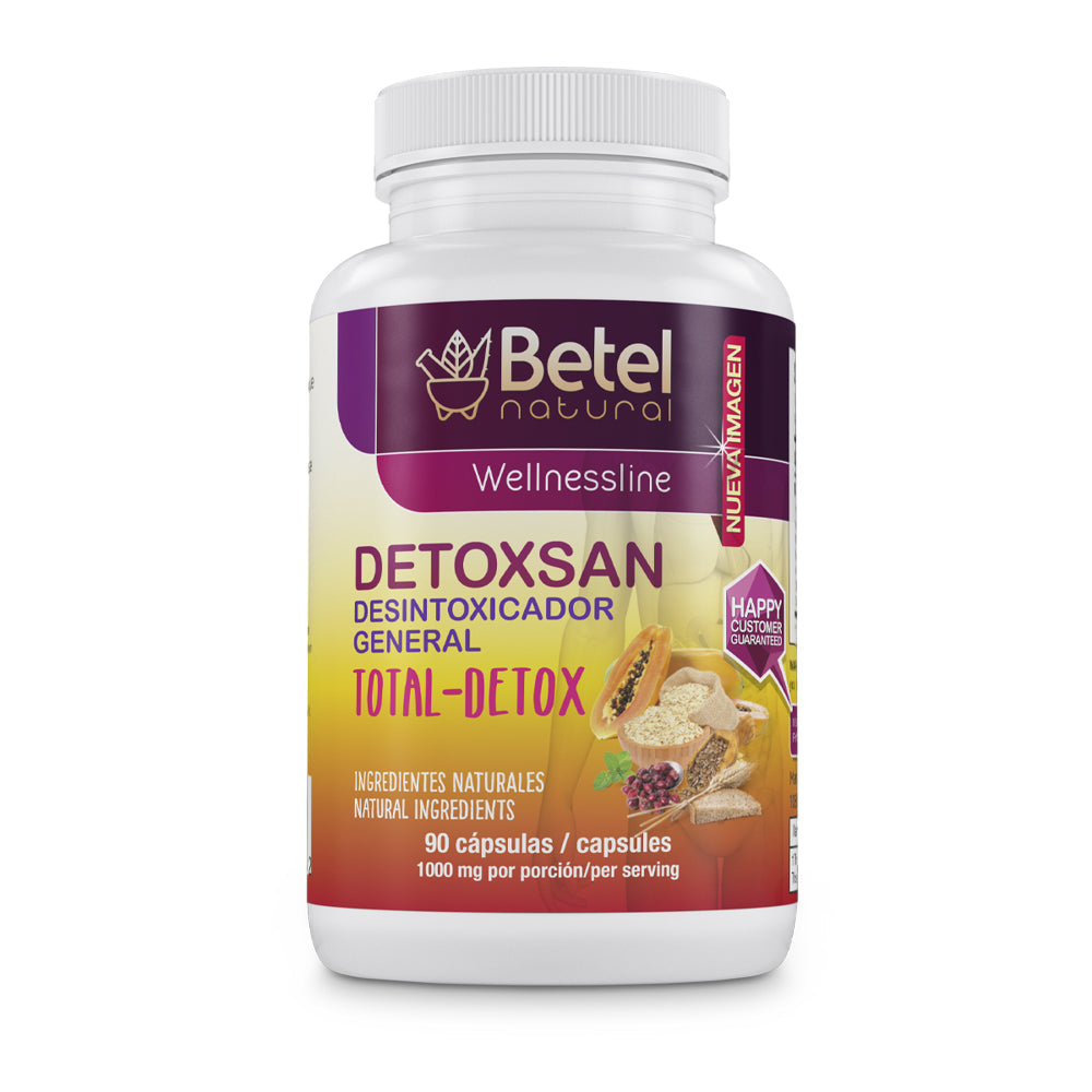 Detoxsan Capsules Total Detox Cleanse by Betel Natural - Healthy Liver and Colon - 1000 Mg per Serving