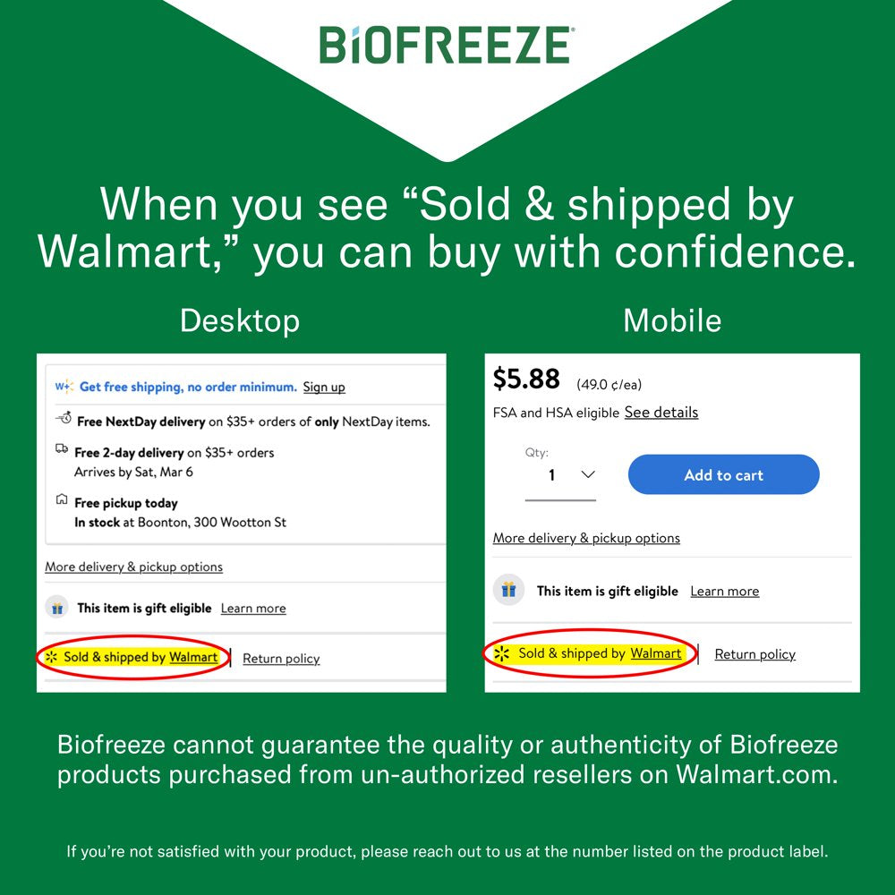 Biofreeze Roll-On Pain-Relieving Gel 2.5 FL OZ Green, Topical Pain Reliever for Aches and Pains of Muscles and Joints from Simple Backache, Arthritis, Strains, Bruises, & Sprains (Package May Vary)