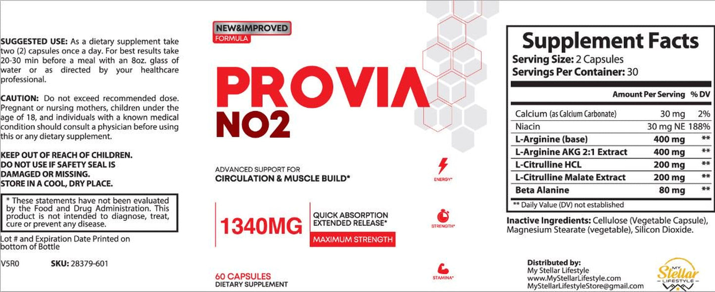 Provia Max Male Virility and Vitality Support 2062Mg and Provia NO2 Boost 1340Mg