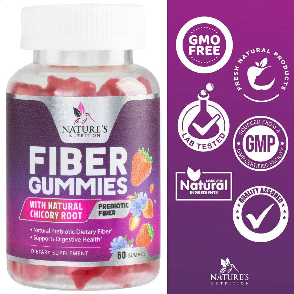 Fiber Gummies for Adults, Fiber 4G Gummy - Daily Prebiotic Supplement & Digestive Health Support, Supports Regularity & Natural Prebiotic Fiber Gummy, Plant Based Fiber, Strawberry Flavor - 60 Gummies