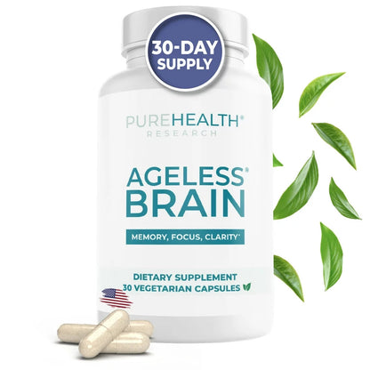 Ageless Brain Memory Supplements for Adults, Nootropic Brain Supplement, Brain Health Supplements for Adults with Vitamin B6, Alpha GPC, Bacopa Monnieri by Purehealth Research