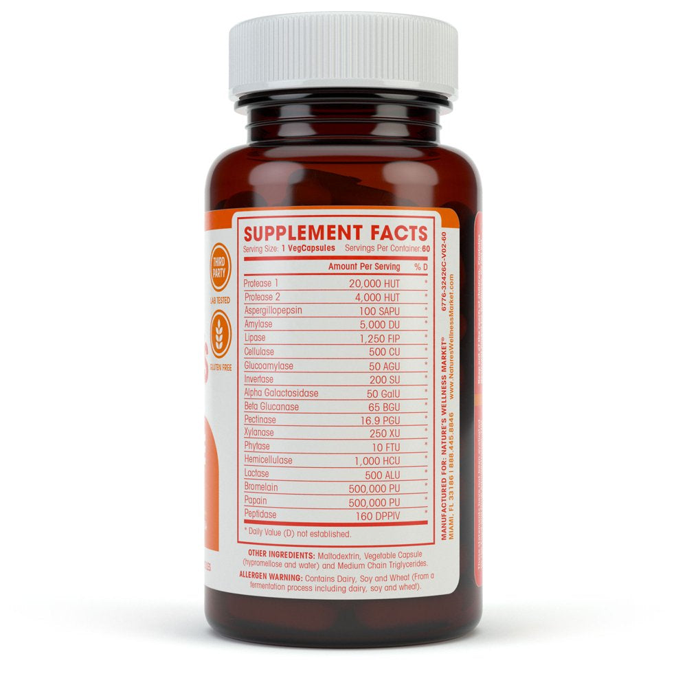 Digestive Enzymes Complete - Advanced Multi Enzyme Supplement for Better Digestion & Absorption. Help Gas Relief, Discomfort, Bloating, IBS, Gluten & Lactose Intolerance