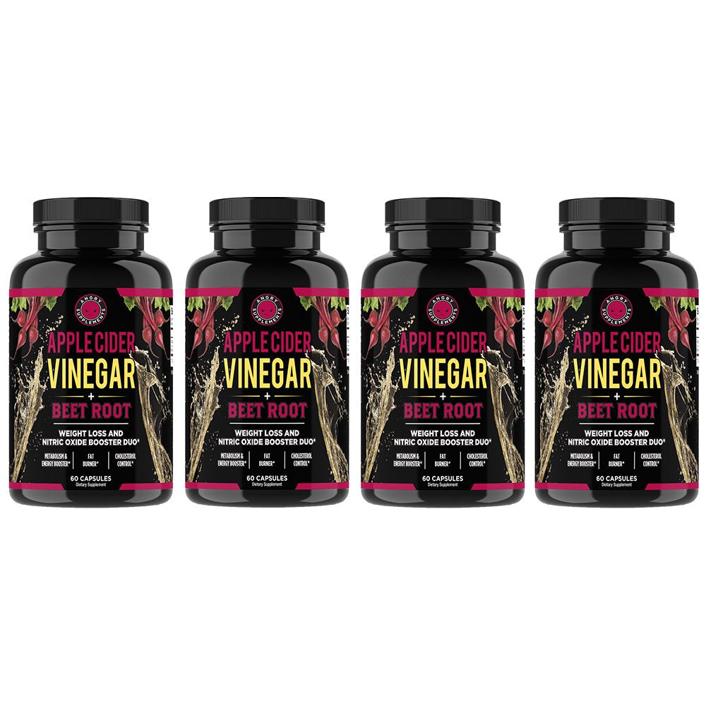 Apple Cider Vinegar with Beet Root Powder Nitric Oxide Boost, Weight Loss and Detox (4-Pack)