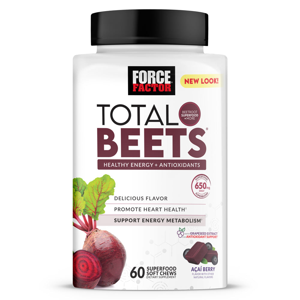 Force Factor Total Beets Soft Chews with Beetroot Supplement, 60 Chews