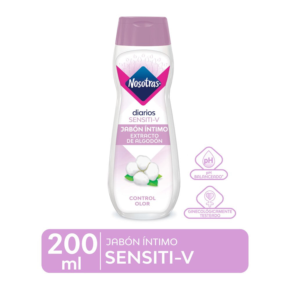 Nosotras Sensiti-V Intimate Vaginal Wash with Cotton Extract, Hypoallergenic, 6,76 Oz