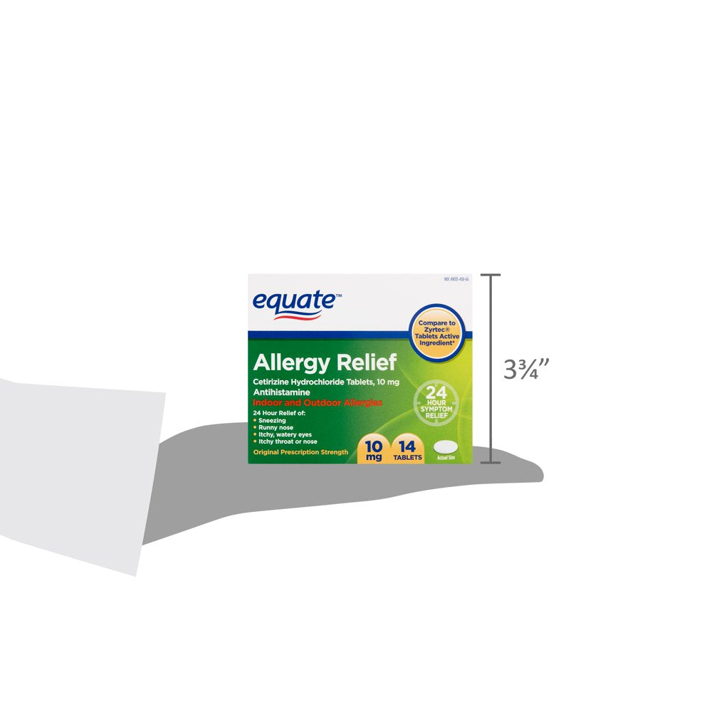 Equate Allergy Relief, Cetirizine Hydrochloride Tablets, 10 Mg, 14 Count