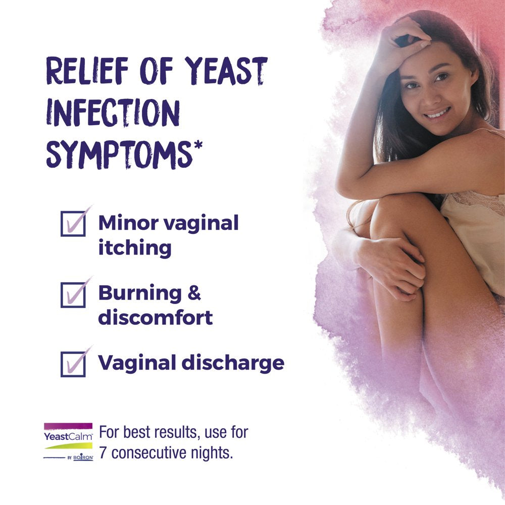 Boiron Yeastcalm, Homeopathic Medicine for Yeast Infection Relief, Minor Vaginal Itching, Burning, Discomfort, 7 Suppositories Form